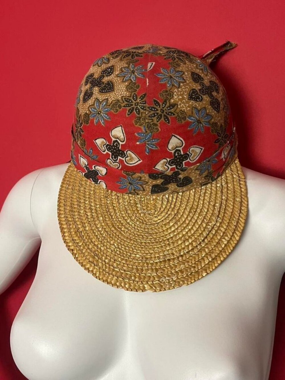 Abstract floral bandana and wicker style baseball Cap​
